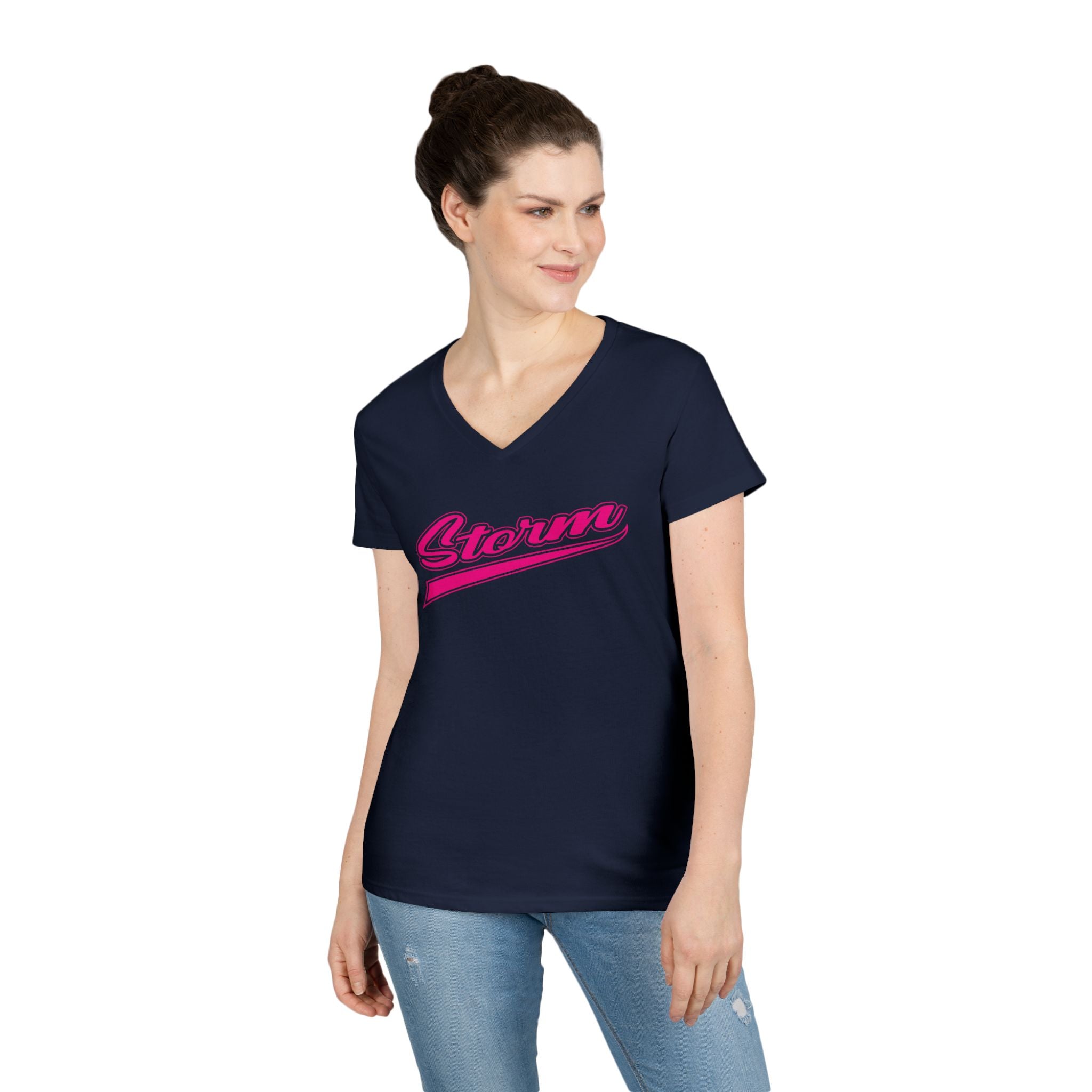 Storm Script Ladies' V-Neck Tee
