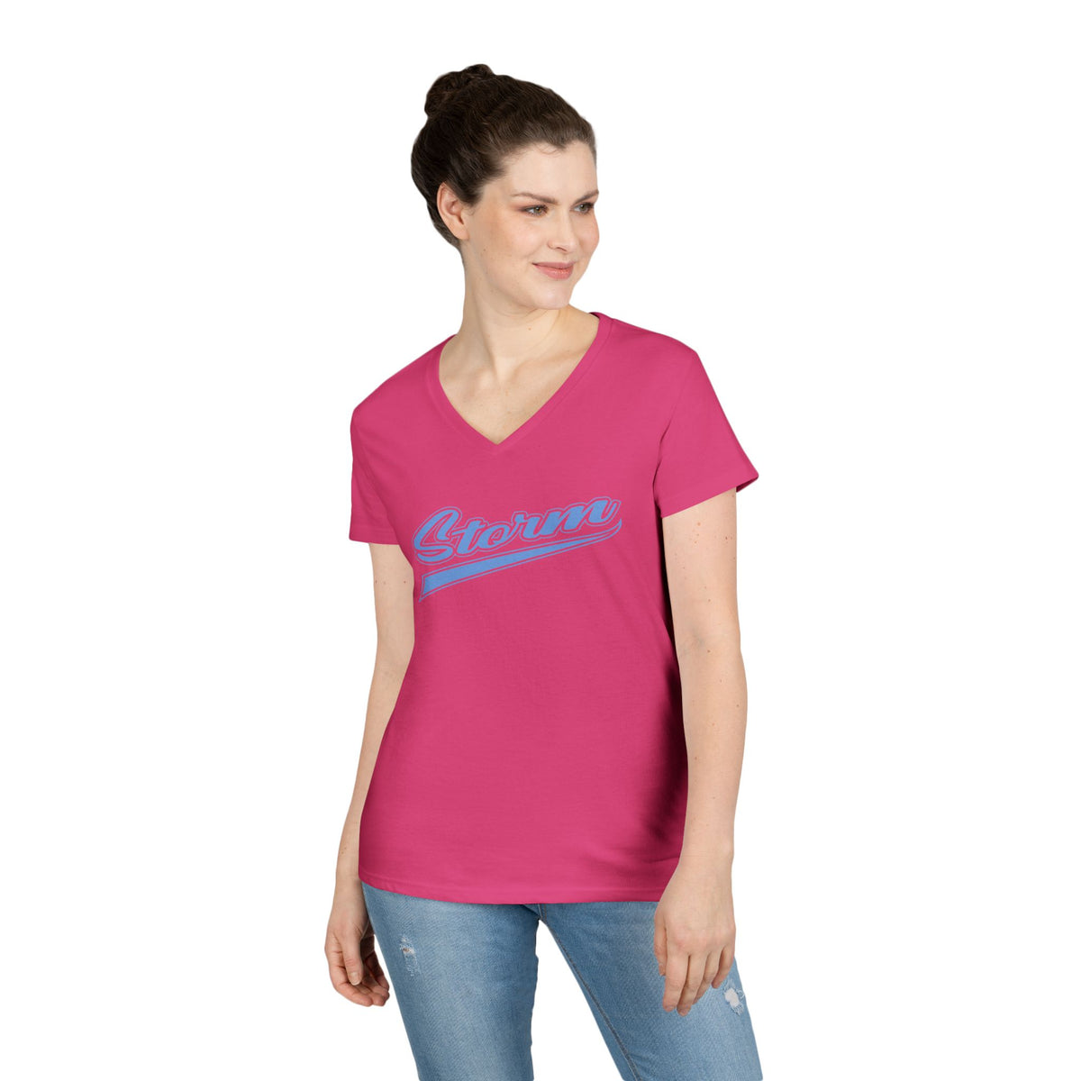 Storm Script Ladies' V-Neck Tee